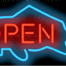 Рыба открытым неоновая вывеска ручной работы свет бар Пивной клуб признаки магазин Бизнес вывески диетическое питание diner перерыв 1" x 14"