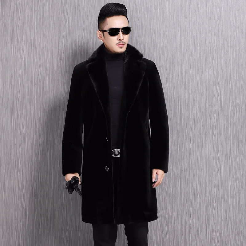 

2019 Winter Men Faux Mink Fur Collar Artificial Fur Coats Male Thick Warm Fur Outerwear 2019 Plus Size Fur Jacket 4XL HN219