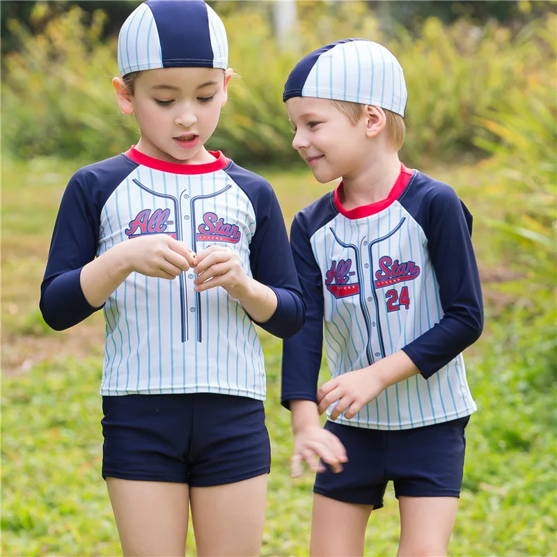2017 Children Beach Clothes Baseball Swimwear for Boys Girls Brand