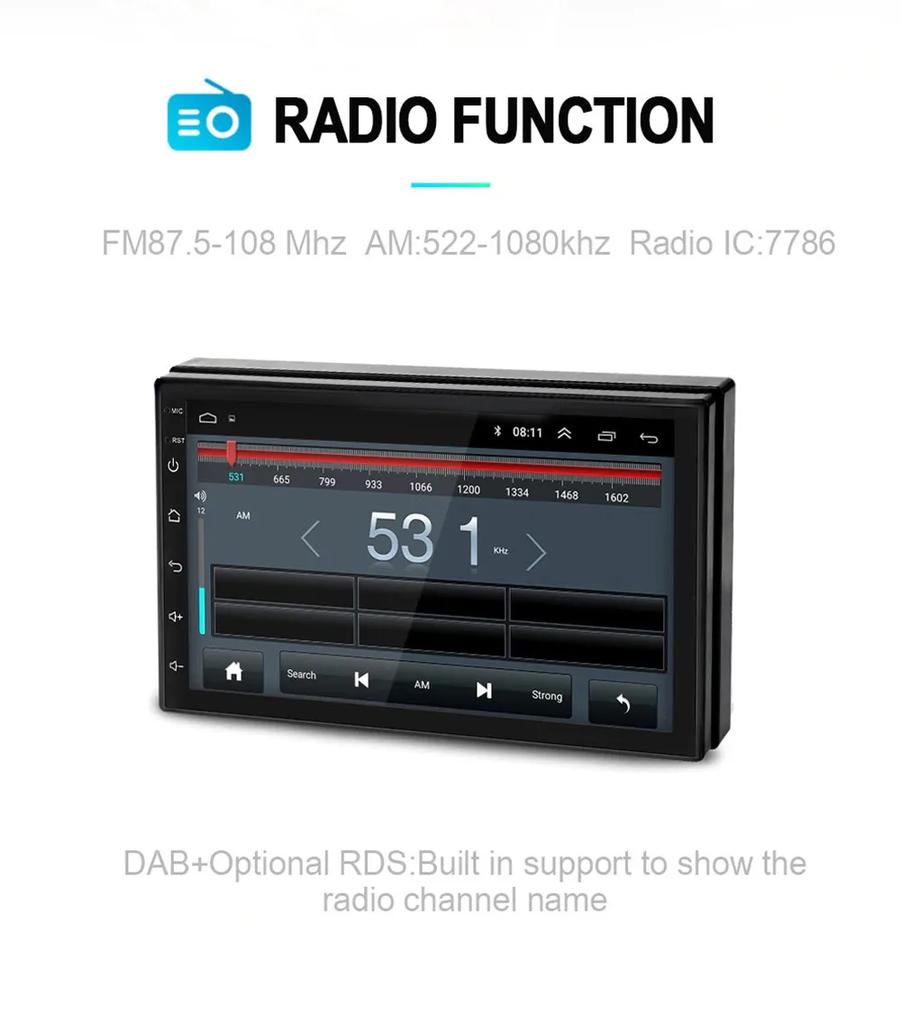 Android 9,1 2Din 2+ 32G автомобильный Радио мультимедийный плеер Bluetooth WiFi gps NaviAutoradio 7 ''сенсорный fm-радио плеер SWC DAB TPMS