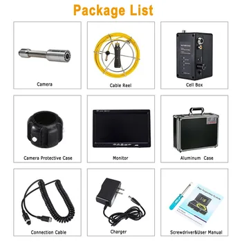

SYANSPAN 20/50/100M Pipe Inspection Video Camera, 8GB TF Card DVR IP68 Drain Sewer Pipeline Industrial Endoscope with 7" Monitor