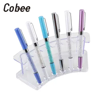 

6 Hole Transparent Pen Holder Plastic Pens Display Stand Multifunctional Pen Stationery Container Storage Case Bracket