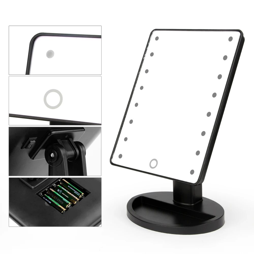 LED Touch Screen Bathroom Mirror Lights Professional Vanity Mirror Luminous Beauty Cosmetic Lamp 16/22 LED Adjustable Support