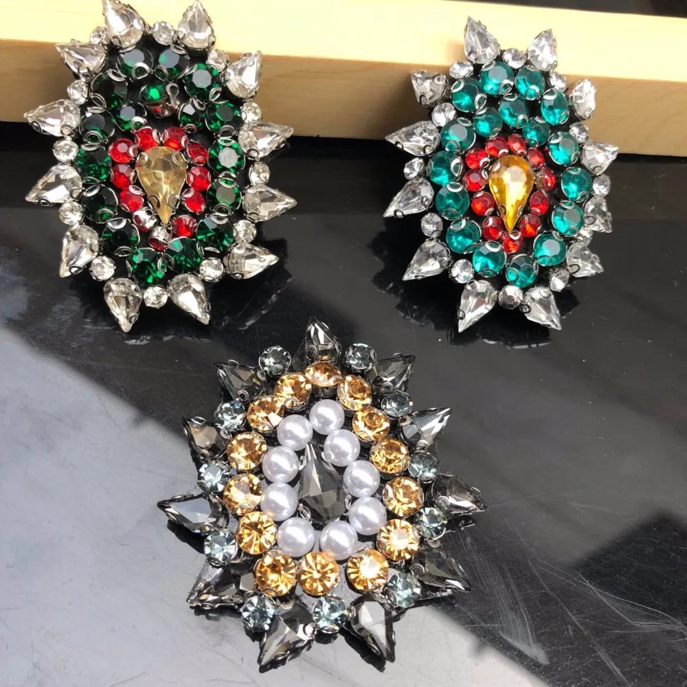 Handmade Rhineston beaded Patches ,water drop pearl patch for clothing