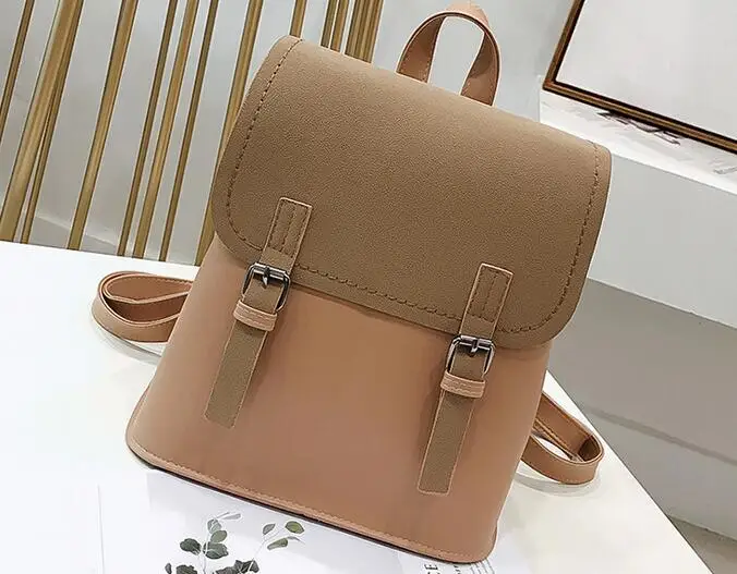 

2018 New matte contrast color backpack female campus leisure wild mini backpack travel bag