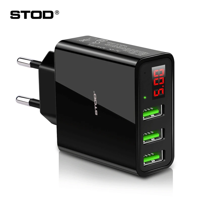 STOD 3 порта USB настенное зарядное устройство светодиодный дисплей монитор быстрое