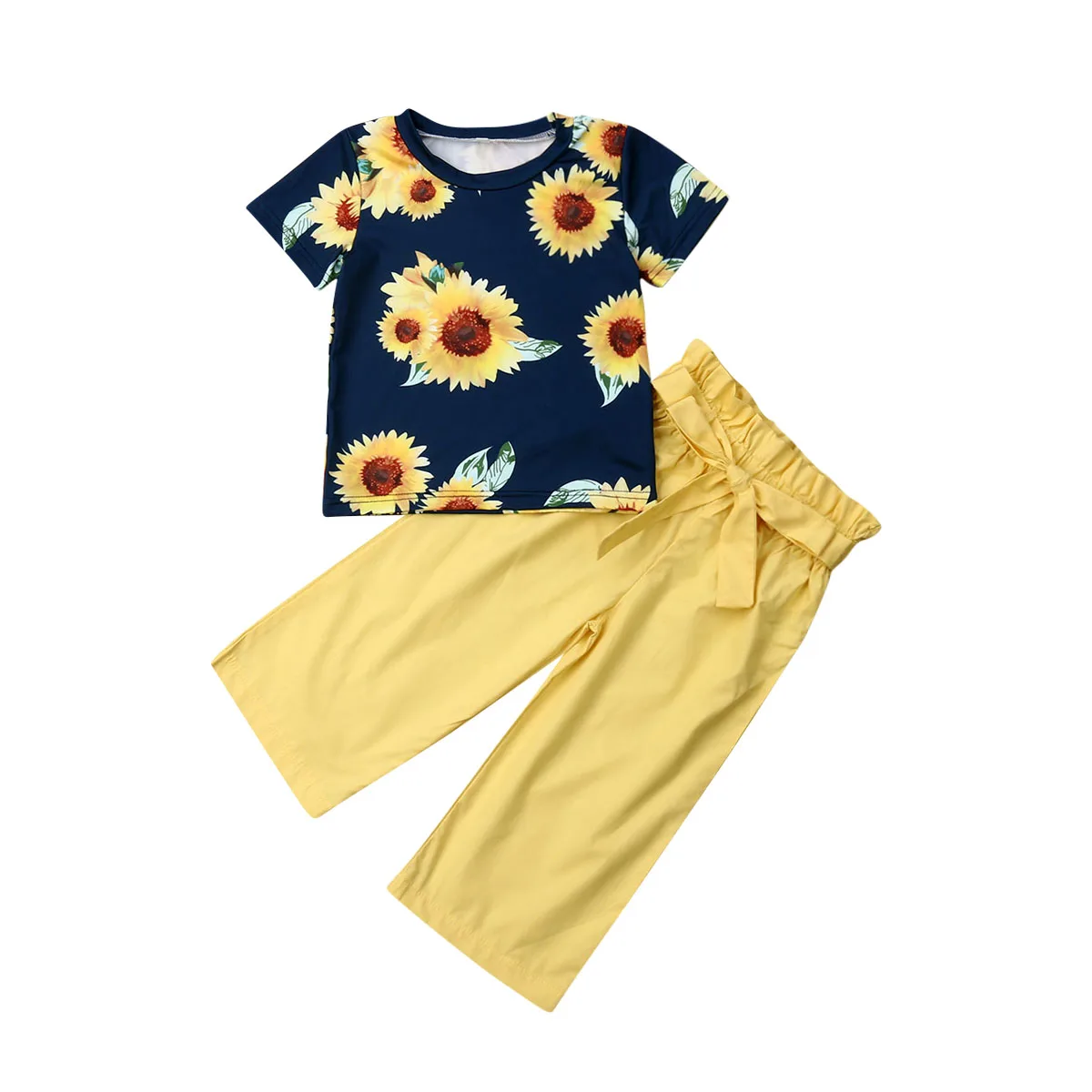 2Pcs Toddler Infant Baby Girl Kid T-shirt Top + Wide Leg Pants Clothes Outfit | Мать и ребенок