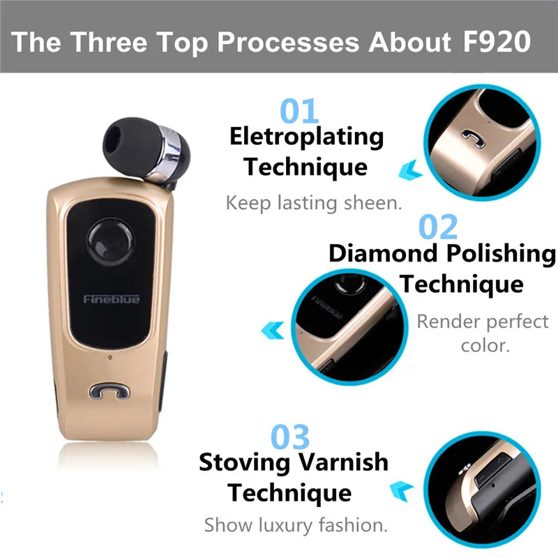 FineBlue F920 беспроводные Bluetooth наушники гарнитура клип выдвижные Наушники звонки напоминают вибрацию автомобильный комплект драйвер auriculares