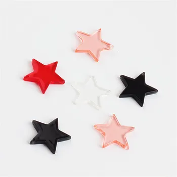 

Wholesale 50PCs 21MM DIY Jewelry Findings Kawaii Cute Resin Plastic Acrylic Stars Pendant Charms Fit Bracelet Keyring Necklace