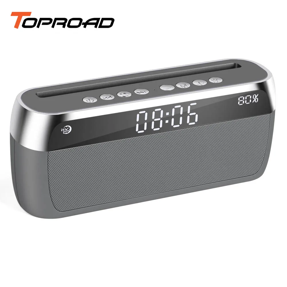 TOPROAD Часы Bluetooth динамик громкой связи беспроводной стерео плеера Поддержка FM