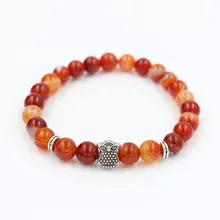 FAITHEASY натуральный полосатый браслет из красных бусин прекрасный древний серебряный браслет с совой