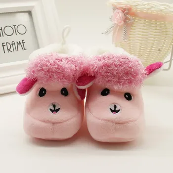 

Newborn Winter Kids Cute Cartoon Lambs Design Warm Soft Bottom Thickening Baby Winter Warm Slip-on First Walker Shoes