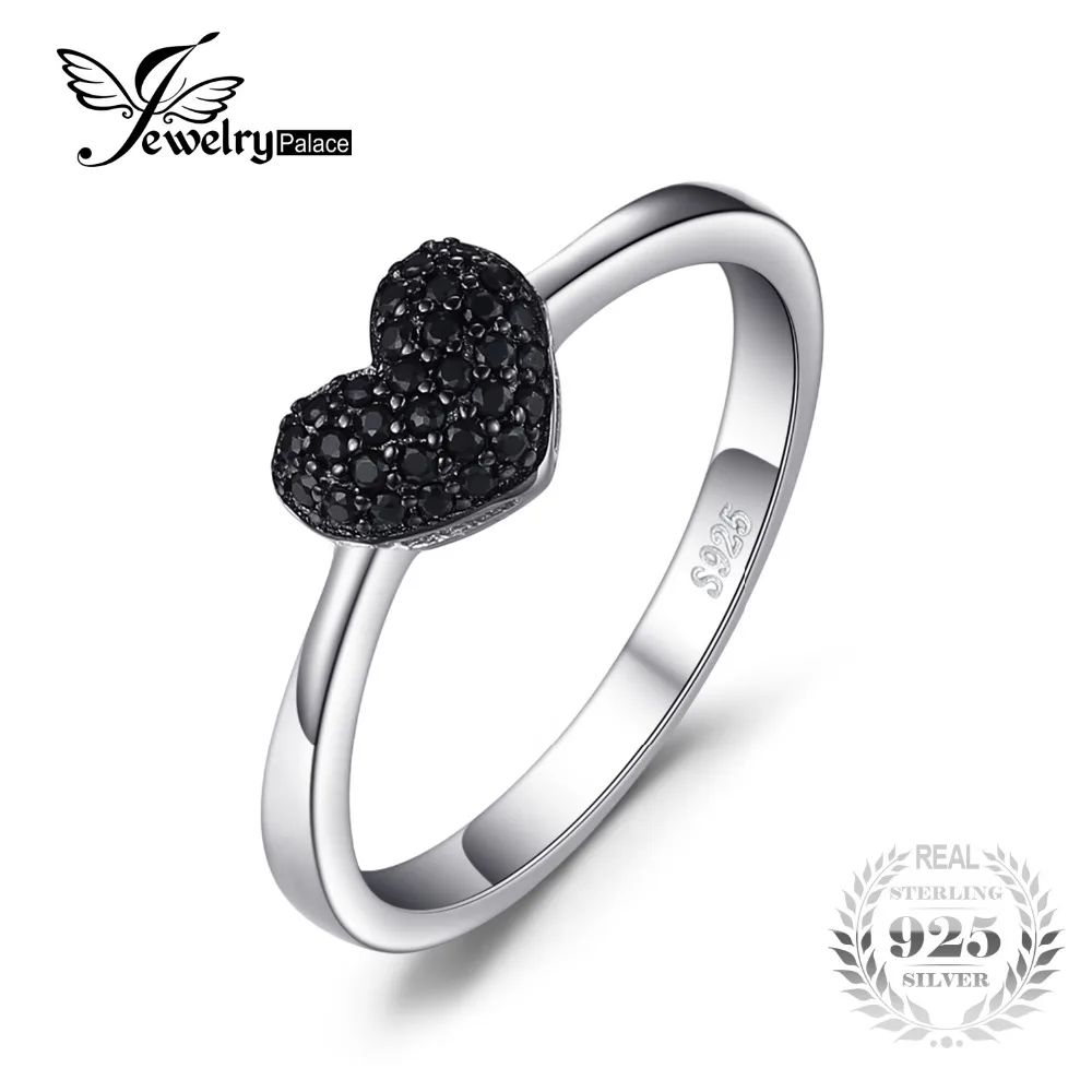 Tops sterling silver heart rings for women black boutique