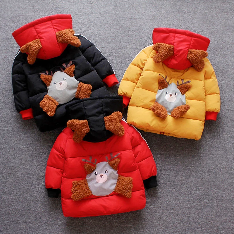 baby Winter Jacket Boys Girls Coats Baby Cartoon Pattern Cotton-Padded Warm Outerwear Children Casual Clothes