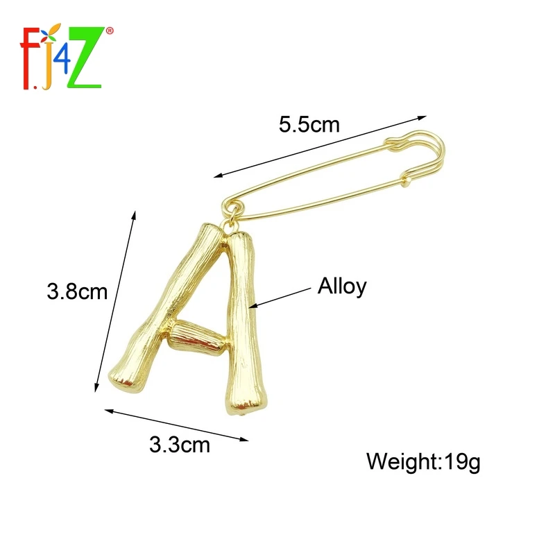 F. J4Z популярные женские броши Алфавит сплав большой 26 брошь с буквами на булавке женские золотые инициалы аксессуары Iniciales броши на булавке