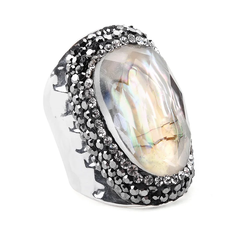 Cena RI040 nowy Resizable bohema srebrny złoty kobiety pierścienie regulowany motyl powłoki Abalone miedziana podkładka Party walentynki prezent RI040