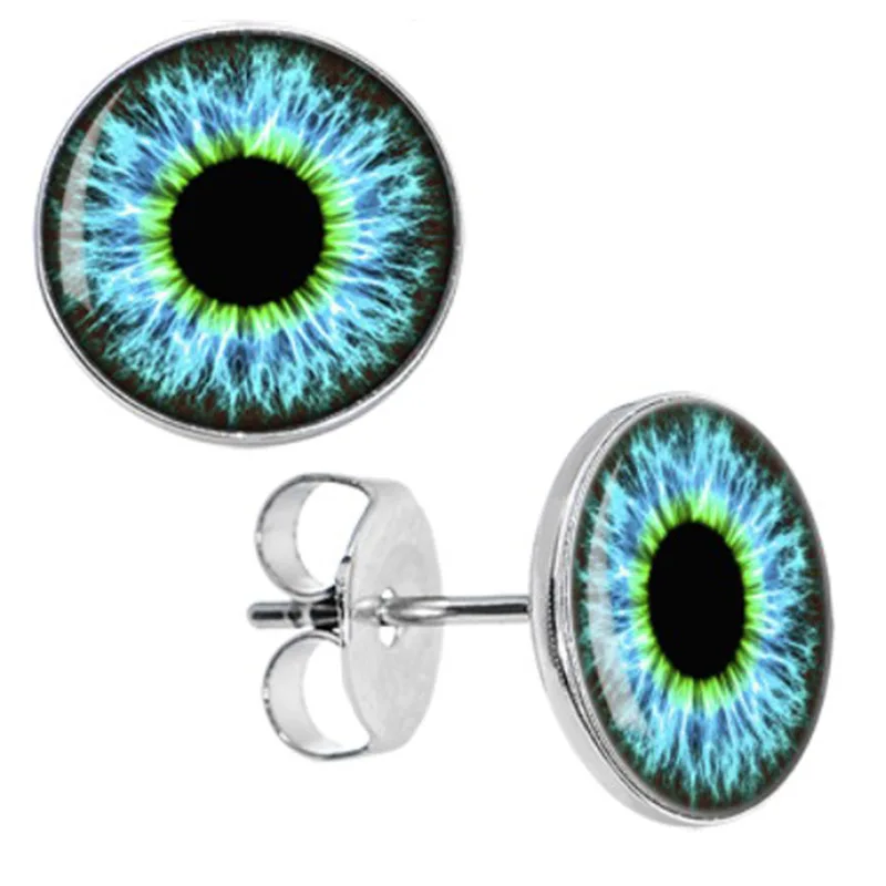 Серьги-гвоздики из нержавеющей стали зеленого цвета, диаметр 8 мм, 10 мм* 0,7 AW5029