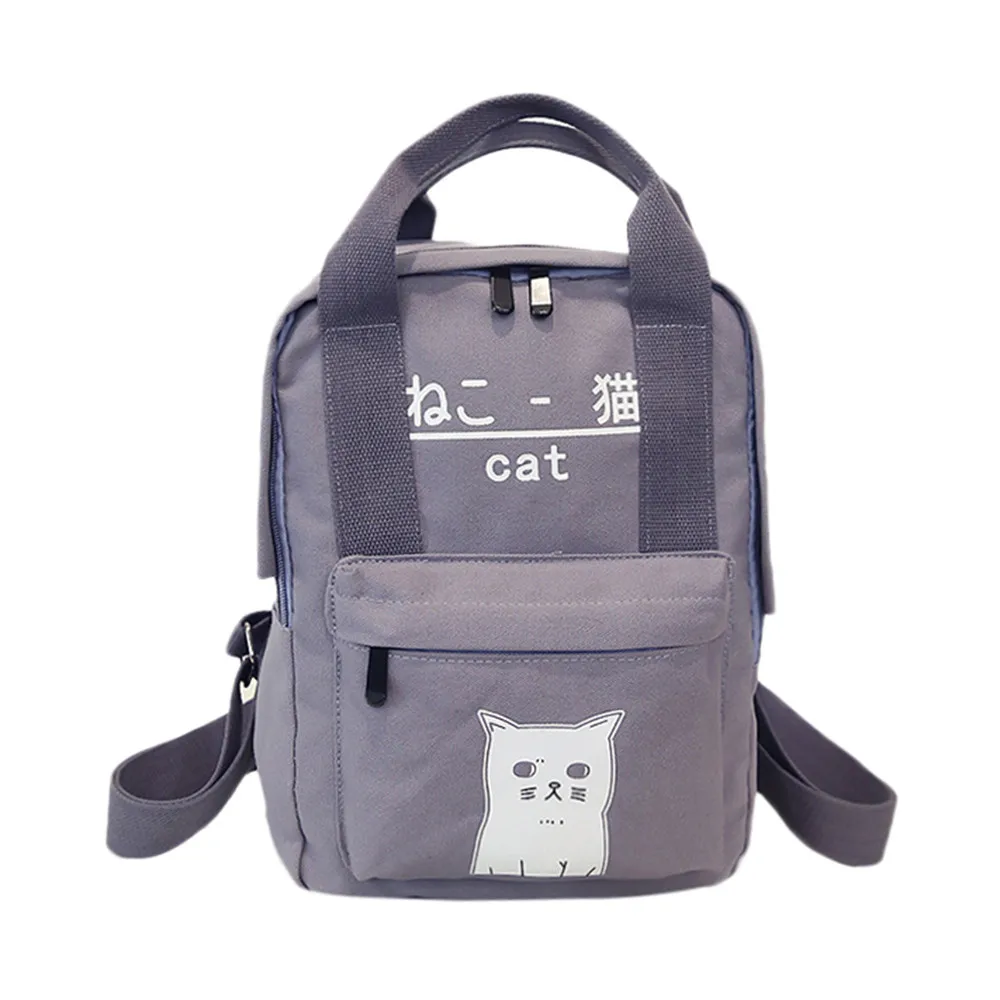 

Cute Cat Backpack Unisex Fashion Canvas Teenage Girl Boy Zipper Backpack School Bags Fashion Shoulder Bag mochilas kanken #830