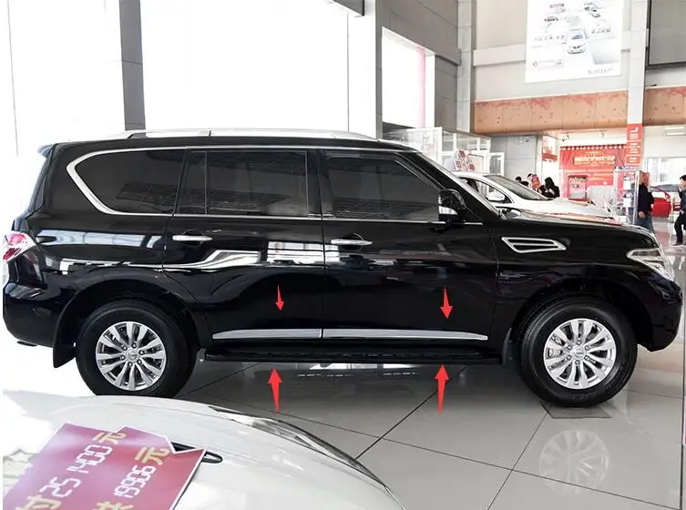 Для Nissan PATROL Y62 2010- Infiniti QX56 QX80 автомобильный Стайлинг Боковая дверь корпус формовочная пластина Накладка 4P ABS хром