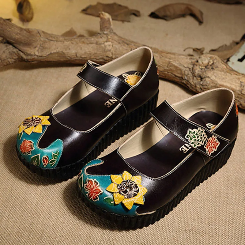 

2019 summer new leather cowhide thick bottom flat sandals national candy color ladies home slippers