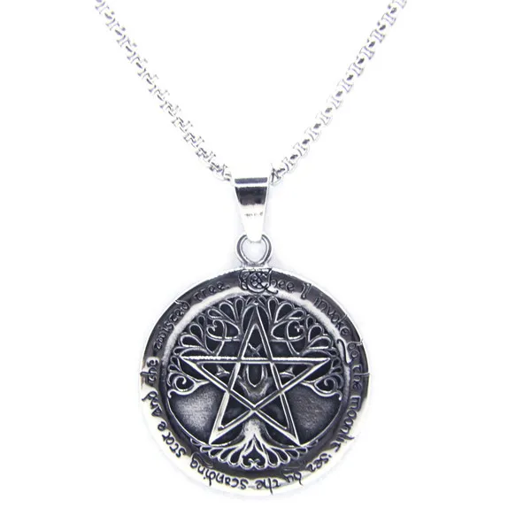 fashion Star Tree Pendant 316L Stainless Steel Jewelry Mens Round Necklace | Украшения и аксессуары