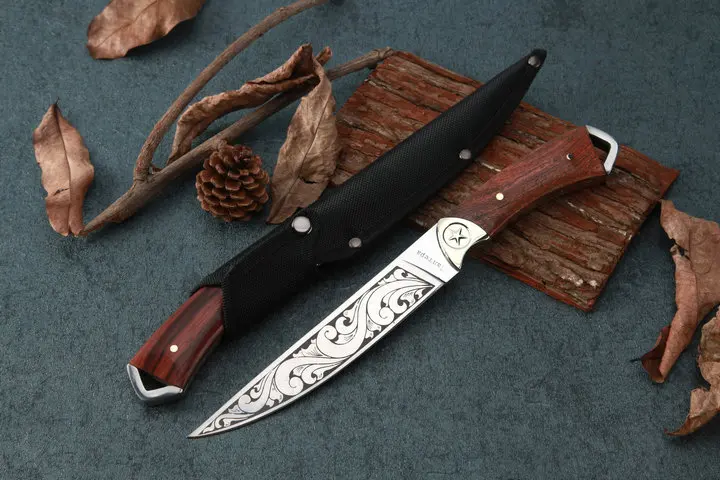 

FB1139A Camping Survival Knives,5Cr15Mov Blade Rosewood Handle Hunting Fixed Knife,Tactical Knife.