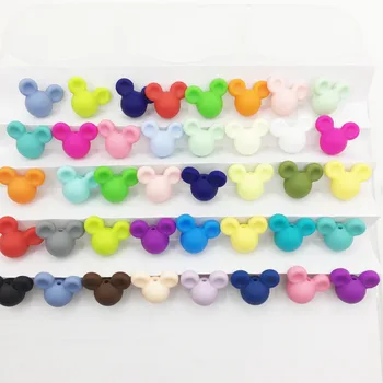 

20pcs/lot Mickey Silicone Beads Baby Teether Toy Soft Chew Teething BPA Free DIY Charm Necklace Food Grade Jewelry