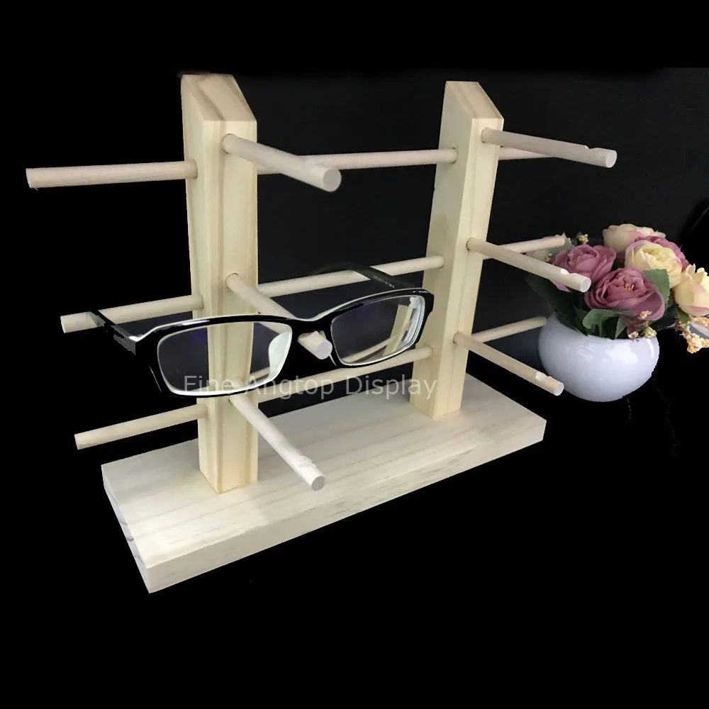 3 Tier Wood Sunglasses Display Rack Eyewear Display up to 6 glasses
