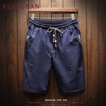 KUANGNAN китайский стиль повседневные льняные хлопковые шорты мужские спортивные мужские шорты летние мужские шорты хлопок Рабочая одежда