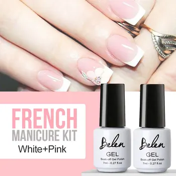 

Belen 1pcs French Pink White UV Gel Polish Nail Tips Pure Fine Shiny Cover Manicure Set Gift French Tips Salon Varnish Lacquers