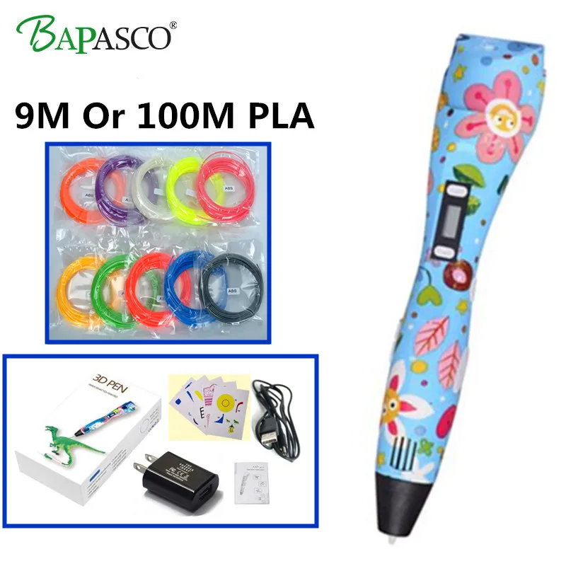 Bapasco Factory 3D Pen 2018 Newest High-tech 3D Magic Pen USE ABS/PLA/PCL Filament 5V USB Portable Printing Pen 3D Free shipping