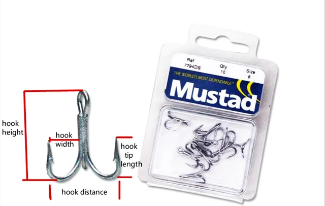 Mustad treble hooks sea fishing hooks 7794-ds # 3 x Bold 3 x strengthen  DACROMET treated seawater resistant ocean hooks pesca