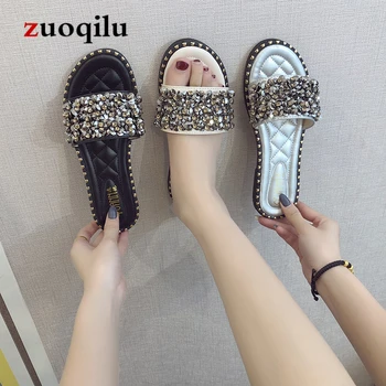 

Rhinestone Women Slippers Flip Flops Summer Women Crystal Diamond Bling Beach Slides Sandals Casual Shoes Slip On Slipper