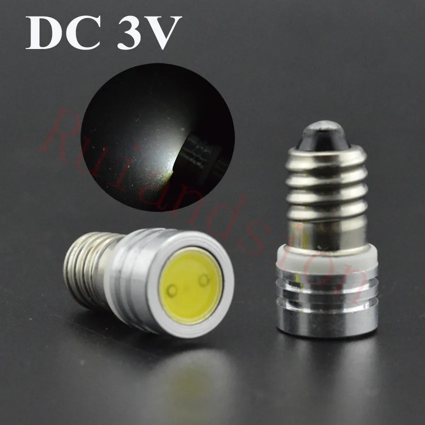 Goedkoop 1 2 4 stks DC 3 v E10 Led Zaklamp High Power 1 w Vervanging Lampen Lantaarn Werk fakkels negatieve polariteit 100LM
