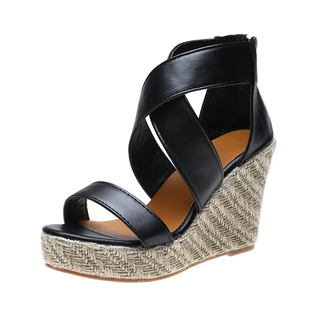 

SAGACE Fashion Womens Open Toe Wedges Thick Bottom Footwear Female Casual Lace-Up Beach Shoes Roman Sandals 2019 Hot Style
