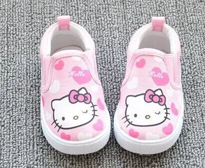 Модные Розовые hello kitty Любовь модель подходит 1-4 года Холст Дети для маленьких мальчиков и девочек обувь для детей первого walkersP834