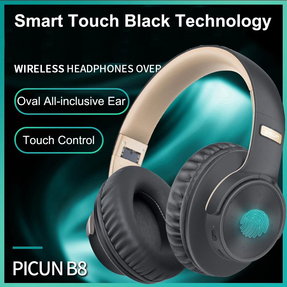  Picun Wireless bluetooth Headphone LED Headset Touchs Control Foldable Adjustable Earphones with Mi