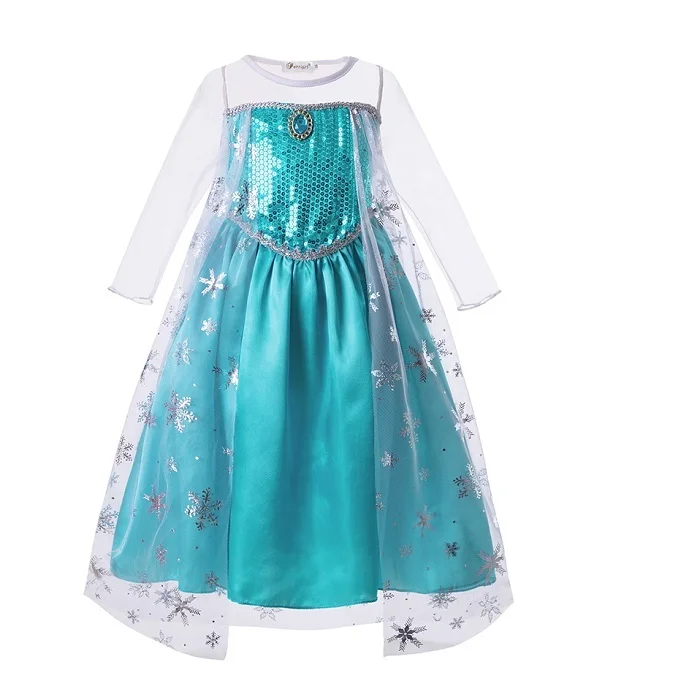 

Pettigirl Elsa Anna Blue Princess Dress Long Sleeve for Girls Fantasy Costume Cosplay Kids Clothing GD40902-1