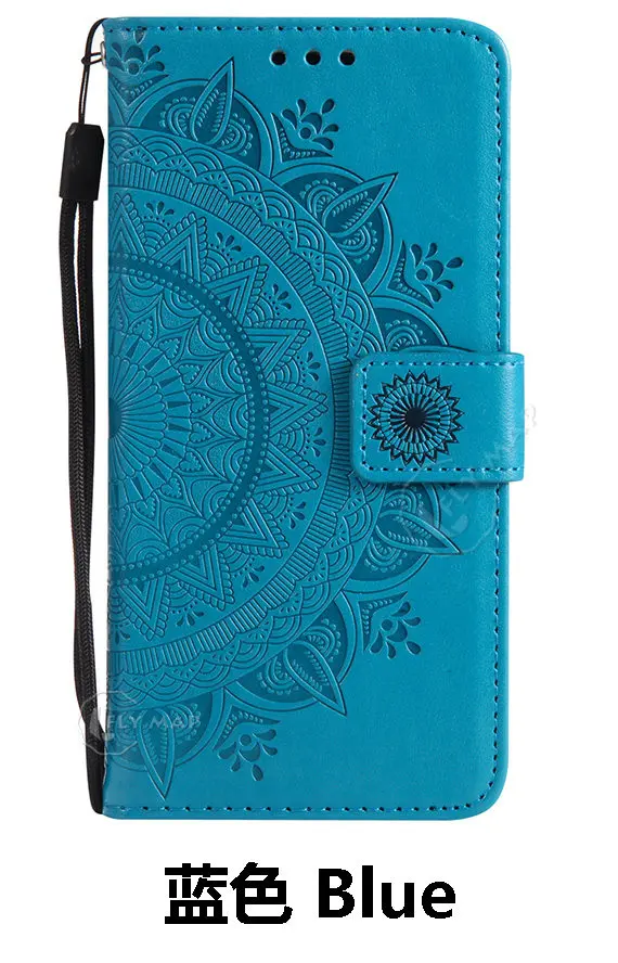 Flip Wallet Case for Huawei Nova Young Floral Tpu Silicone Leather Phone Cover Coque Capa For NovaYoung MYA-L41 MYA L41 Bag - Color: Blue