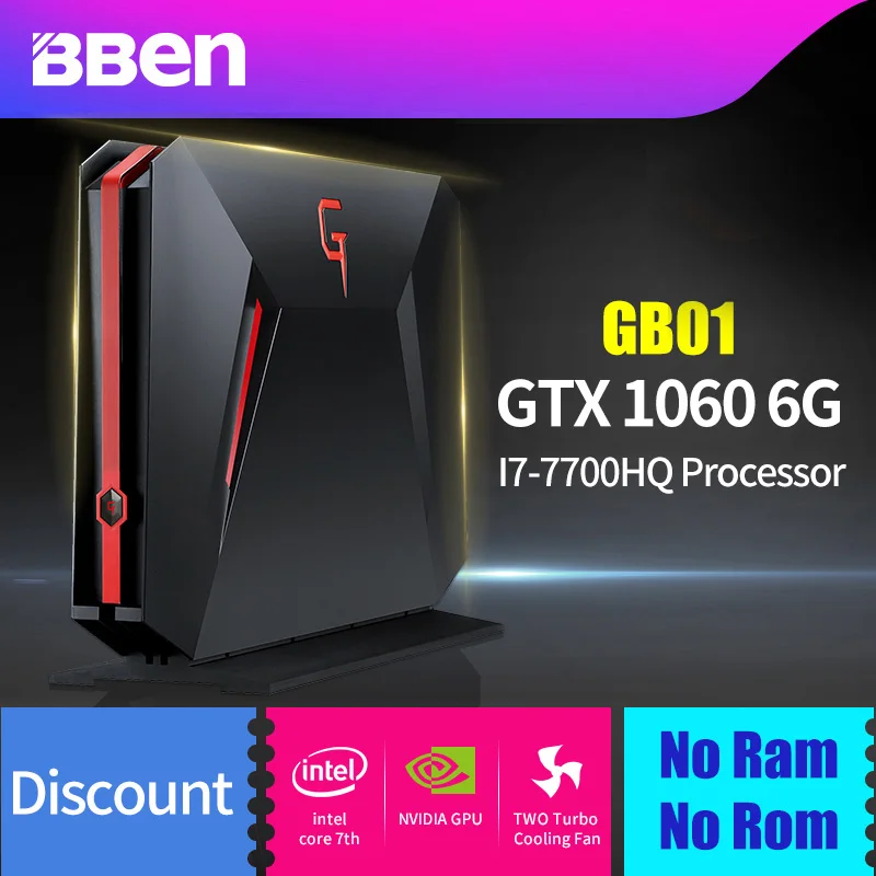 

BBEN GB01 Box Gaming Computer Win10 Intel I7 7700HQ CPU NVIDIA GTX1060 32G DDR4 RAM 512G SSD 1T/2T HDD RJ45 Wireless Wifi BT4.0