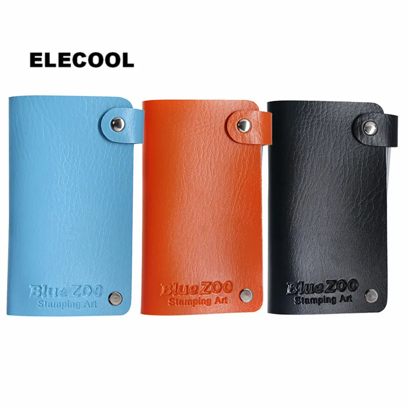 

ELECOOL 24 Slots Rectangular Nail Art Stamping Plate Card Holder Case PU Leather Template Organizer Bags 3 Colors Available