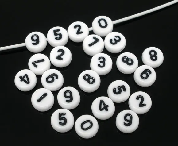 60 в случайном порядке, челый акриловый номера шариковые прокладки с буквами 7 мм