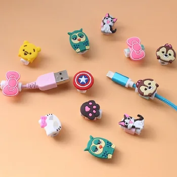 

100pcs/lot Cartoon cable protector for iphone cable Winder Cover Organizer Case For USB Charging