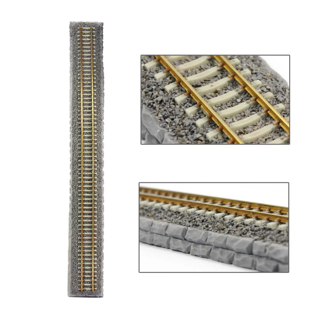 

1pc 1:87 Model Train 48cm Railroad Track Metal Cement-sleeper Streamline Track Railway HO Scale Model Accessories HP19HO48