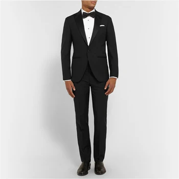 

2017 Mens Wedding Suits With Pants Tuxedo Costume Homme One Button Closure Collar Business Suits (jacket+pants+bow Tie)