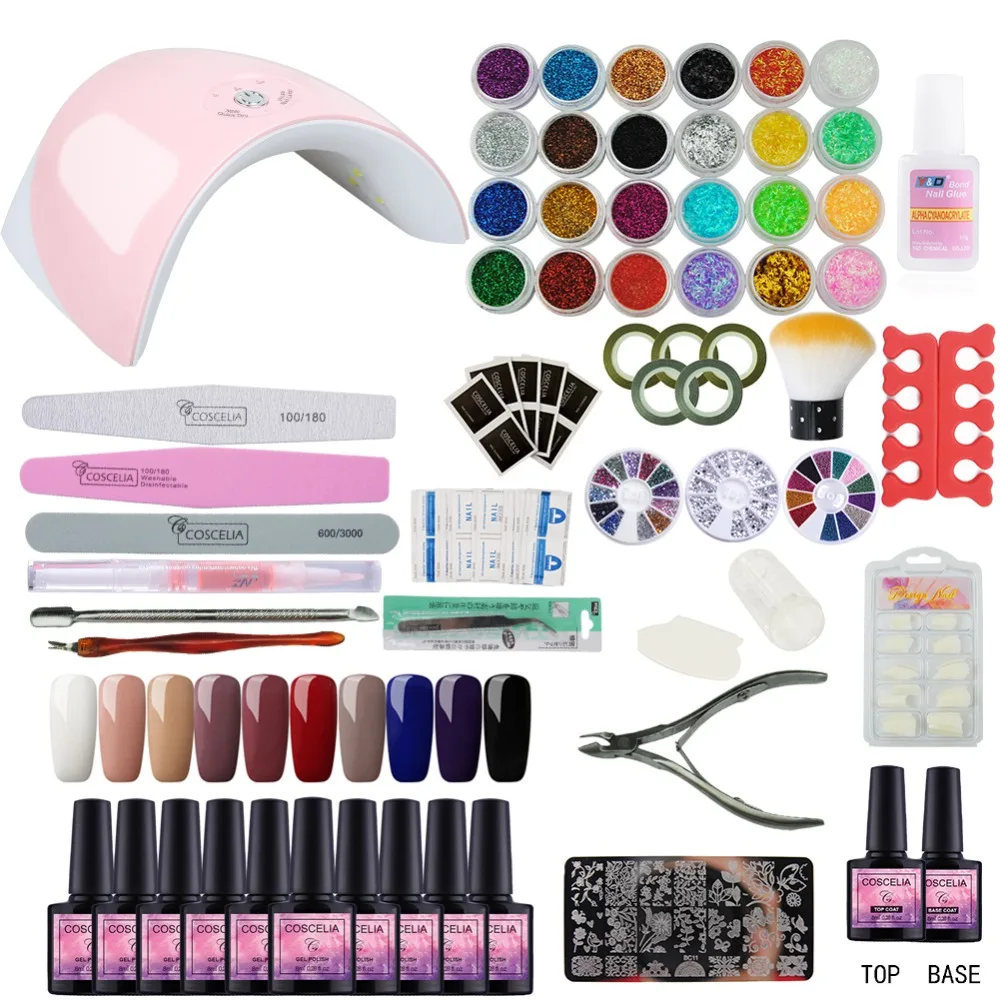 

36W UV GEL Lamp For Nail & 10 Color Gel Nail Polish Set Nail Art Tools For Manicure Set Kit All For Manicure Nail Extension Kit