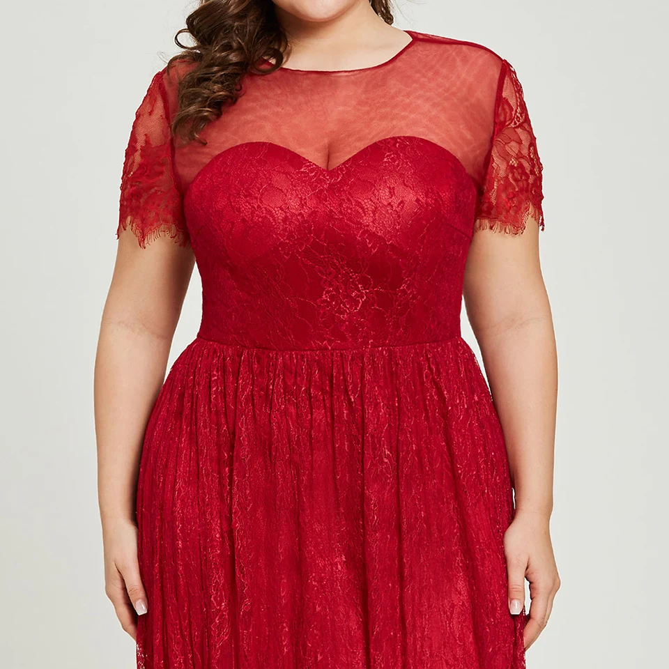 Dressv бордовое вечернее платье с овальным вырезом размера плюс ...