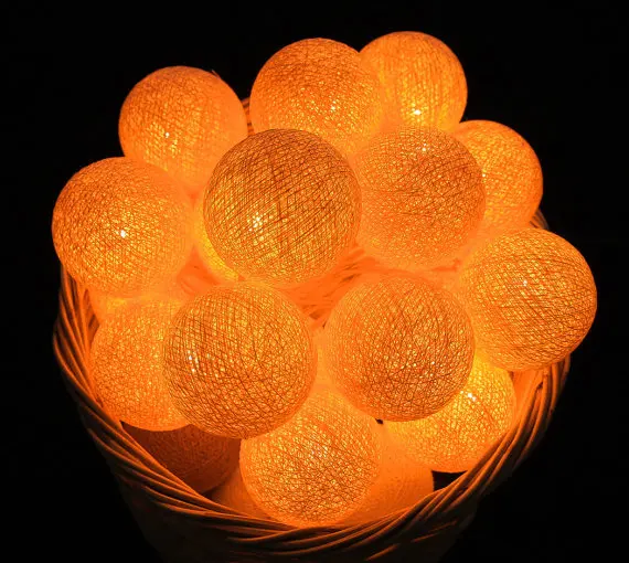 

Battery Operated LED String Fairy Lights Orange Cotton Ball Guirlande Lumineuse Luces Christmas Garland Holiday Light Decoracion