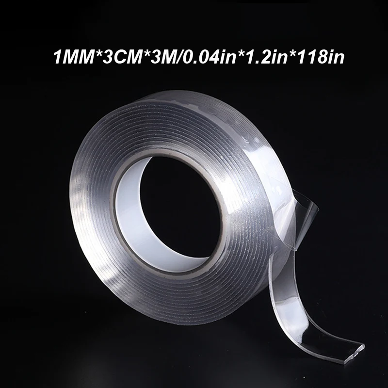 ITNEX бесследная моющаяся клейкая лента многоразовая съемная прозрачная двухсторонняя нано-лента аксессуары для ванной кухни - Color: 1MM-3CM-3M