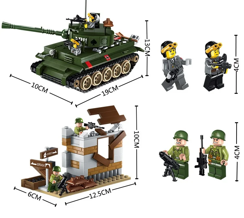 

380Pcs LegoINGs Military War Tiger Tank Counterattack Exercises Soldiers Gun DIY Building Blocks Sets Bricks Toys for Children